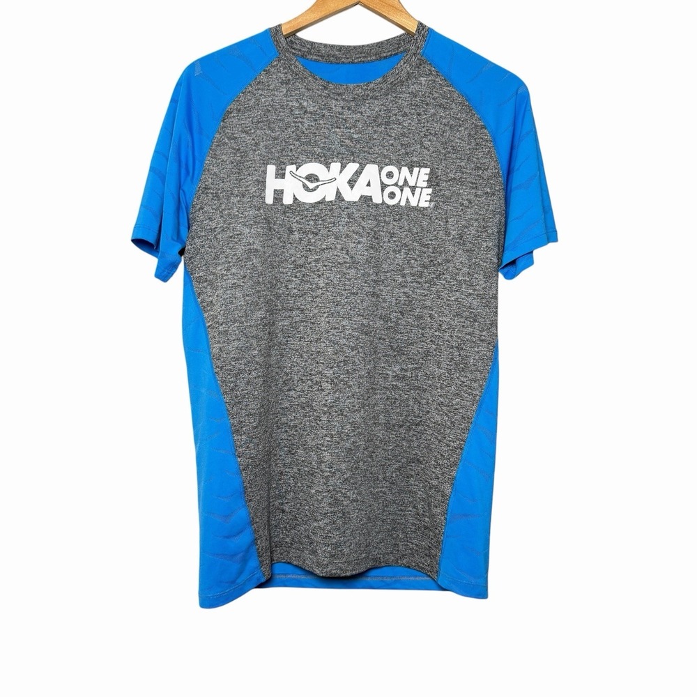 HOKA One One Rabbit Running Shirt Mens M Blue Tech Athletic USA
